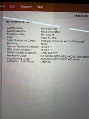 Apple MacBook Pro M1 Pro 16-inch A2485 16GB Broken Screen Unlocked